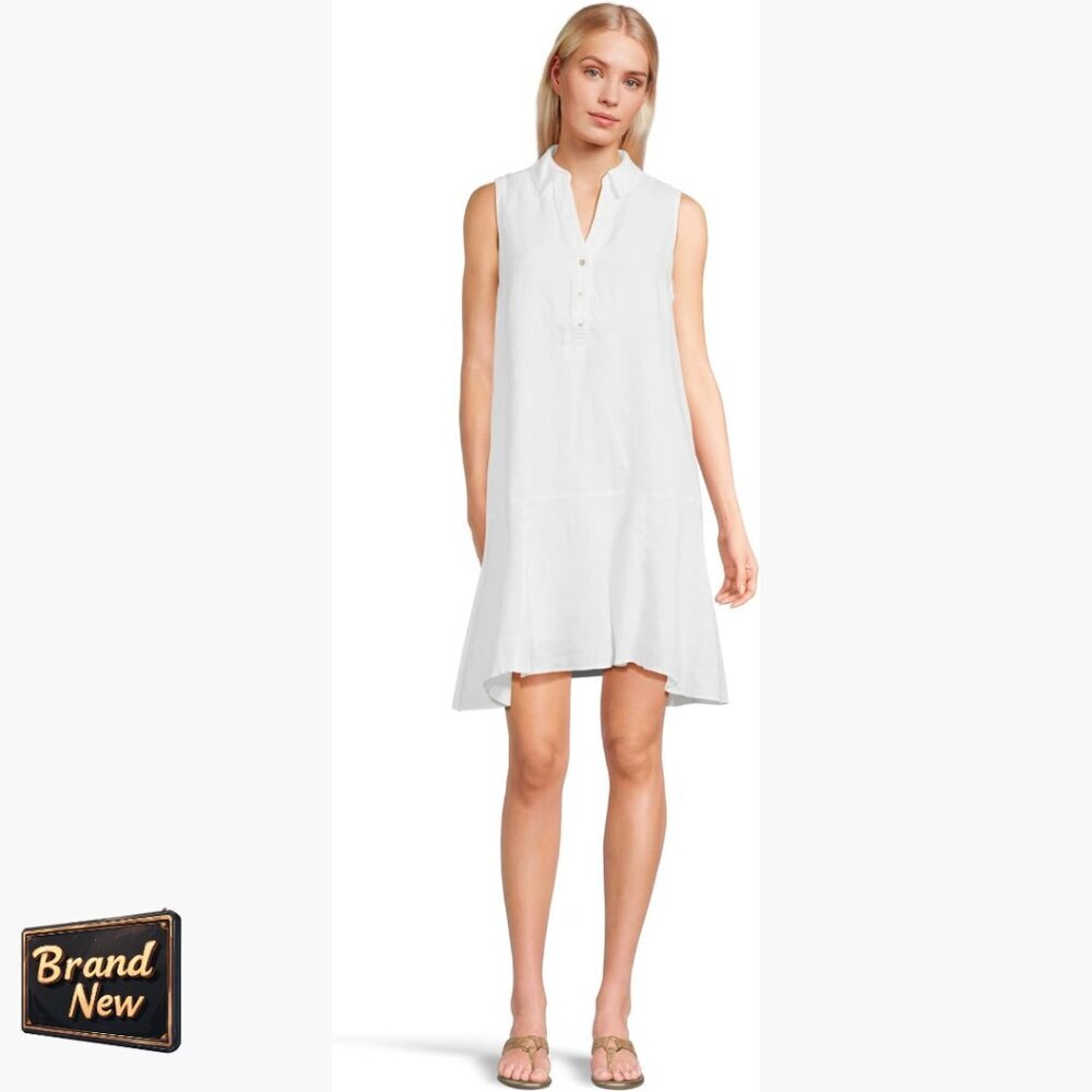 Sleeveless Linen Popover Dress With Collar, Bra-Friendly Design